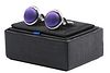Silk Cufflinks Purple F30 Product