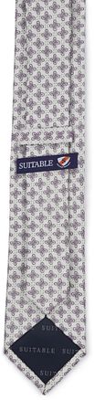 Suitable Stropdas Zijde Bloem Wit