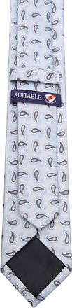 Suitable Tie Silk Paisley Light Blue