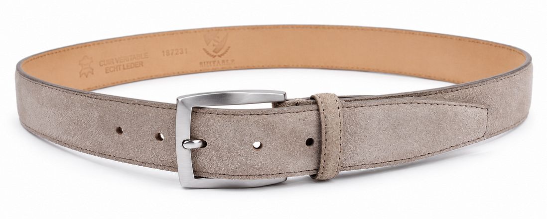 Suitable Riem Suède Leer Greige