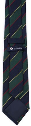 Suitable Cravate Soie Bleu Foncé Triple Stripe