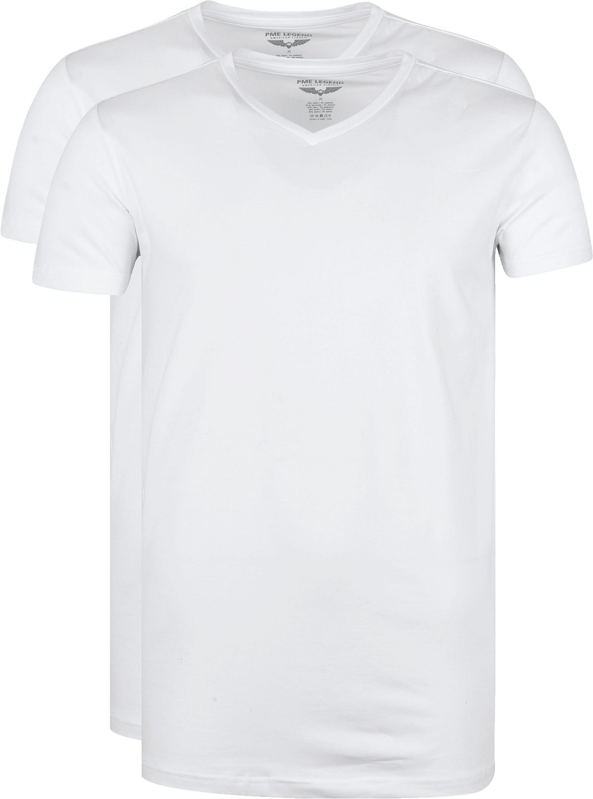 PME Legend Basic T-shirt 2-Pack V-Hals Wit - maat S
