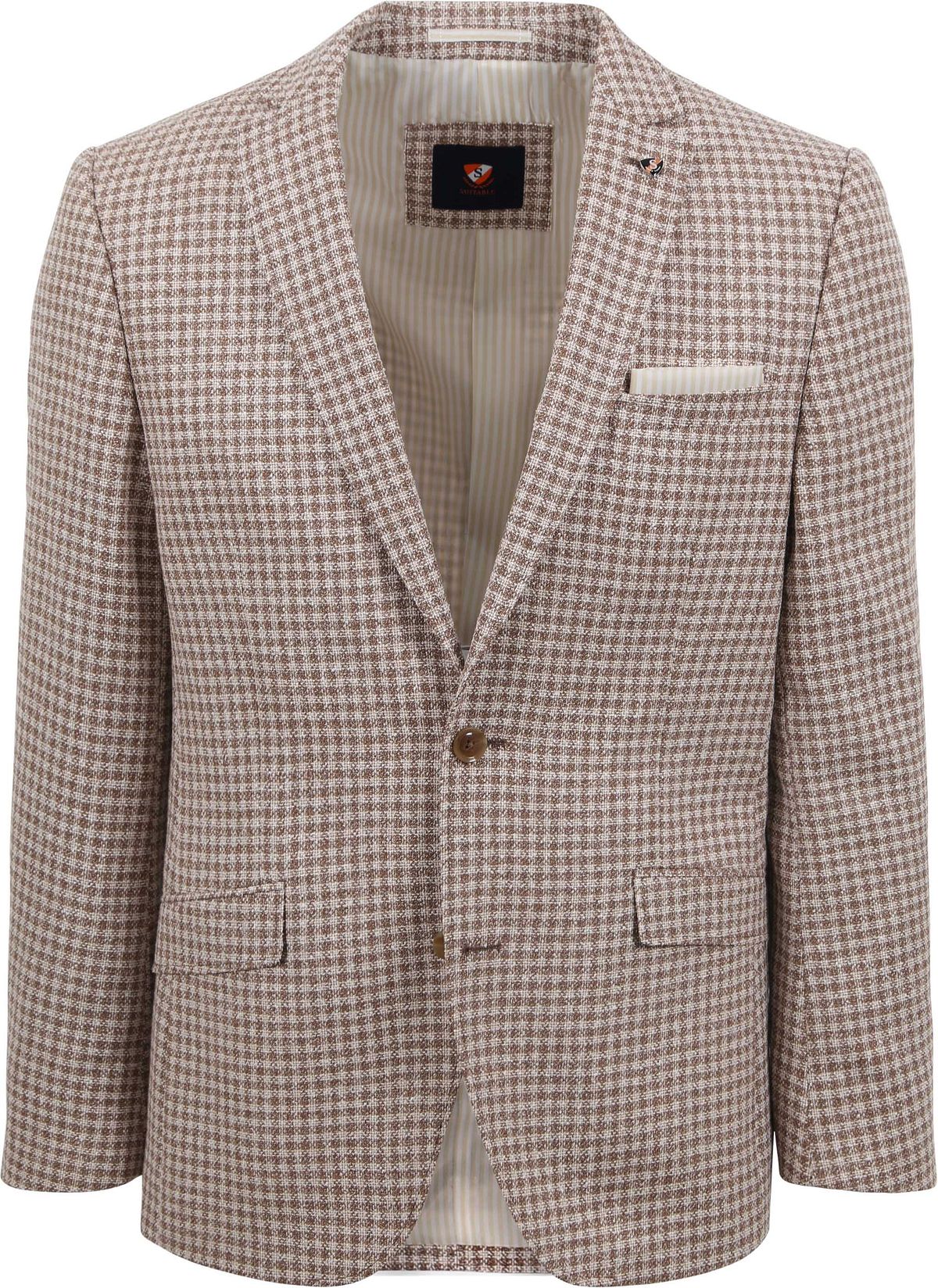 Costume Complet Homme Eural En Tergal Beige à Carreaux - Taille S 46, Occasion Excellent état