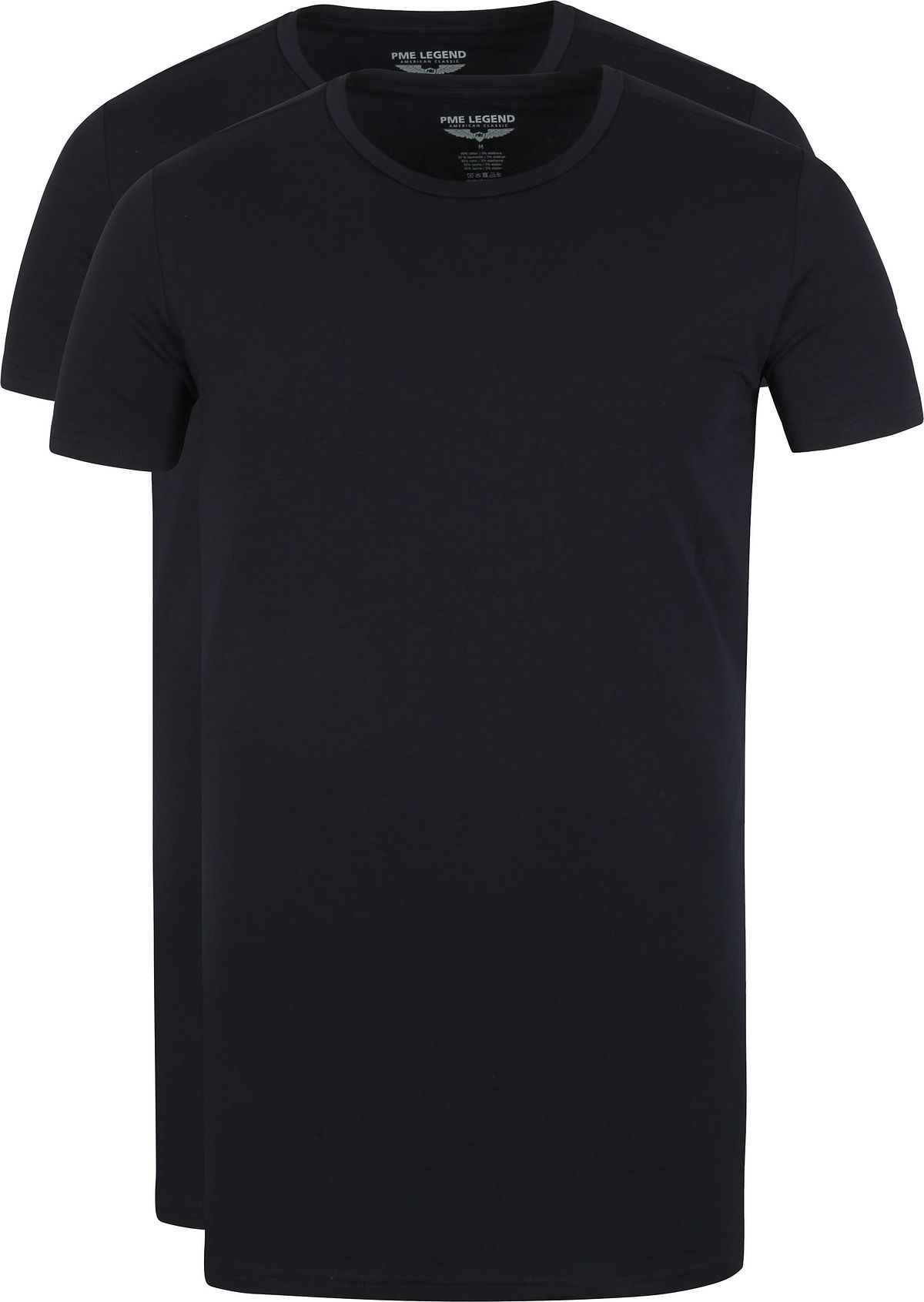 PME Legend Basic T-shirt 2-Pack O-Hals Zwart - maat S