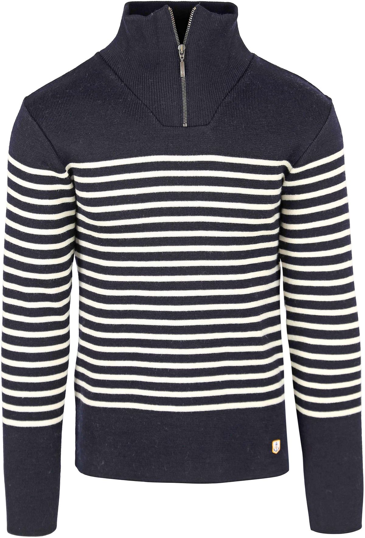 Armor-Lux Camionneur Half Zip Trui Wol Strepen Navy 75735-429 kopen ...
