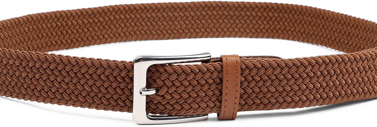 Suitable Geweven Riem Taupe Cognac