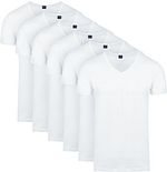 V-ringad T-shirt, vit (6-pack)