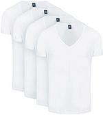 Vibamboru T-Shirt Deep V-Neck White 4-Pack