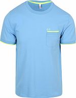 Sun68 Piqué T-Shirt Fluo Stripe Light Blue