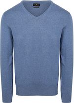 Steppin' Out Pullover Cotton Cashmere V-Neck Indigo Blue