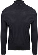 Suitable Pull Col Roulé Rib Merino Marine