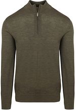 Pullover Half Zip Laine Merino Vert Olive