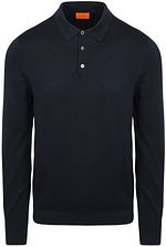 Suitable Longsleeve Poloshirt Flat Knit Marineblå