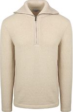 Suitable Deep Zip Pullover Boiled Wool Ecru