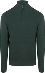 Genser med Halv Glidelås i Merinoullblanding Pine Green