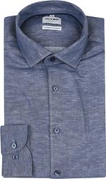 OLYMP Level 5 Chemise Blend Lin Bleu