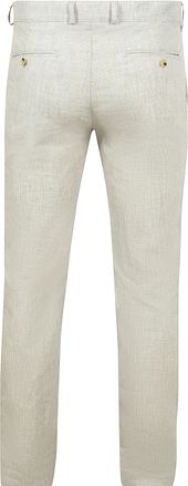 Suitable Chino Pico Pleat Cotton Linen Glencheck Hellgrau