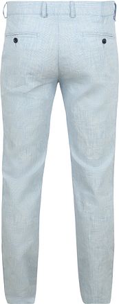 Suitable Chino Pico Pleat Cotton Linen Glencheck Light Blue