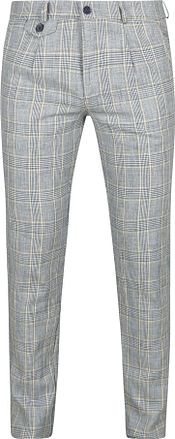 Suitable Chino Linneblandning Rutig Blå
