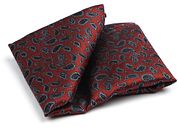Suitable Silk Pocket Square Paisley Burgundy