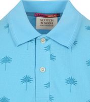 Scotch and Soda Polo Shirt Palm Trees Blue