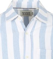 Scotch and Soda Linnen Blend Shirt Stripes Light Blue