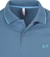 Sun68 Polo Shirt Small Stripe Collar Avio Blue