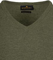 Steppin' Out Pullover V-Neck Merino Wool Olive Green