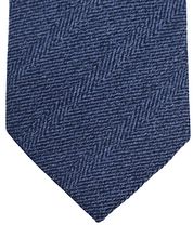 Suitable Tie Wool/Silk Herringbone Navy