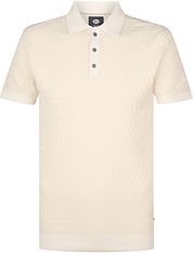 Petrol Knitted Polo Shirt Oceanstone Ecru