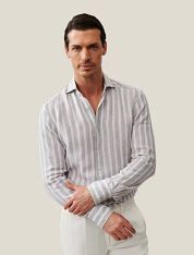 Cavallaro Trenso Shirt Linen Stripes Beige