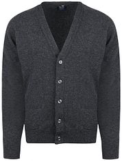 William Lockie Lambswool Cardigan Dark Grey