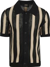 Marc O'Polo Knitted Crochet Shirt Short Sleeves Black