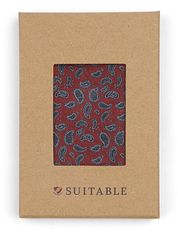 Suitable Silk Pocket Square Paisley Burgundy