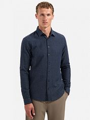 No Excess Shirt Jacquard Print Navy