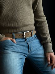 Suitable Belt Suede Leather Light Brown