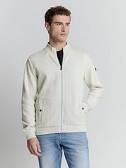 No Excess Cardigan Zipper Jacquard Chalk