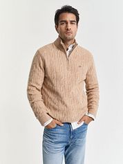 Gant Halfzip Lambswool Sweater Cable Beige