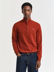 Gant Halfzip Wool Sweater Logo Rust