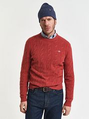 Gant Pullover Crewneck Lambswool Cable Modern Rust
