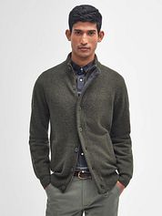 Barbour Zip Cardigan Lambswool Dark Green