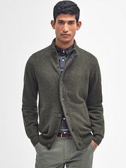 Barbour Zip Cardigan Lambswool Dark Green