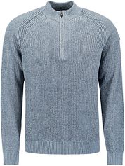 No Excess Half Zip Pullover Chenille Blue