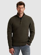PME Legend Half Zip Structure Sweater Beluga Green