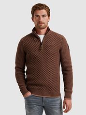 PME Legend Half Zip Structure Sweater Brown