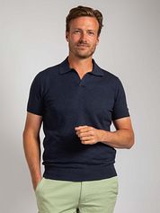 Suitable Polo Shirt Riva Linen Navy