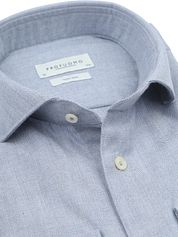 Profuomo Shirt Peached Herringbone Flanel Blue