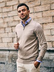 Suitable Crew Zip Merino Sand