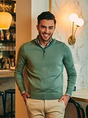 Suitable Merino Half Zip Sweater Mid Green