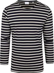 KnowledgeCotton Apparel Longsleeve T-shirt Stripes Dark Blue